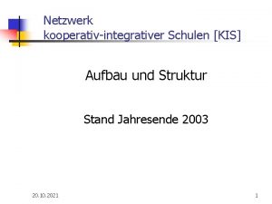 Netzwerk kooperativintegrativer Schulen KIS Aufbau und Struktur Stand