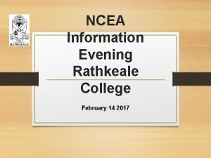 NCEA Information Evening Rathkeale College February 14 2017