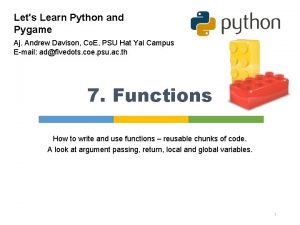 Lets Learn Python and Pygame Aj Andrew Davison