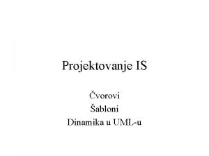 Projektovanje IS vorovi abloni Dinamika u UMLu Modelovanje