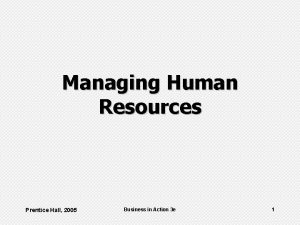 Managing Human Resources Prentice Hall 2005 Business in