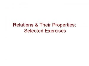 Relations Their Properties Selected Exercises Exercise 10 Which