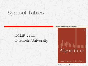 Symbol Tables Computer Science Engineering Otterbein University COMP