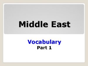 Middle East Vocabulary Part 1 Region A region
