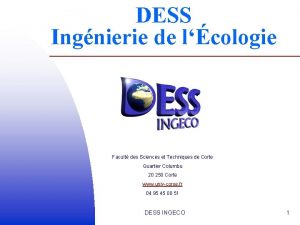 DESS Ingnierie de lcologie Facult des Sciences et