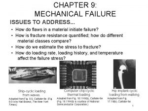 CHAPTER 9 MECHANICAL FAILURE ISSUES TO ADDRESS How