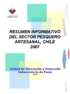 RESUMEN INFORMATIVO DEL SECTOR PESQUERO ARTESANAL CHILE 2007