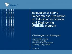 Evaluation of NSFs Research and Evaluation on Education