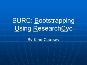 BURC Bootstrapping Using Research Cyc By Kino Coursey