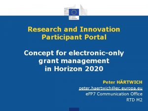 Research and Innovation Participant Portal Concept for electroniconly