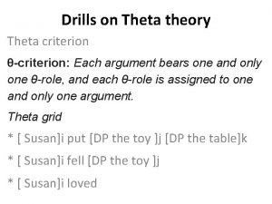 Drills on Theta theory Theta criterion criterion Each