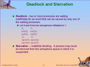 Deadlock and Starvation n Deadlock two or more