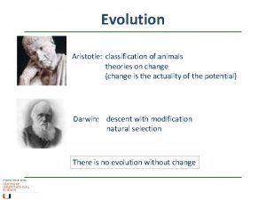 Evolution Aristotle classification of animals theories on change