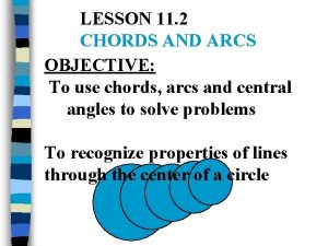 LESSON 11 2 CHORDS AND ARCS OBJECTIVE To