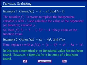 Function Evaluating Example 1 Given f x 5