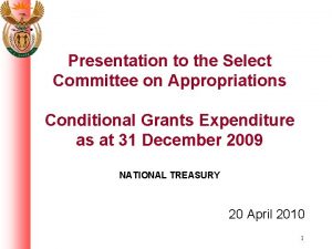 Presentation to the Select Committee on Appropriations Conditional
