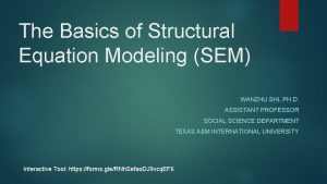 The Basics of Structural Equation Modeling SEM WANZHU