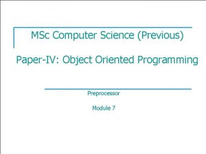 1 MSc Computer Science Previous PaperIV Object Oriented