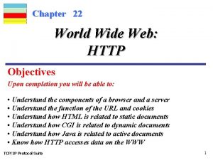 Chapter 22 World Wide Web HTTP Objectives Upon