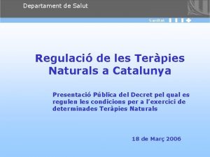 Departament de Salut Regulaci de les Terpies Naturals