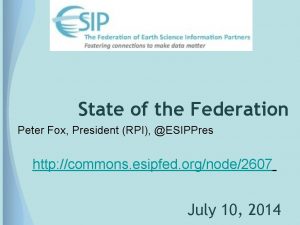 State of the Federation Peter Fox President RPI