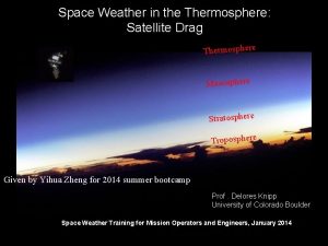 Space Weather in the Thermosphere Satellite Drag Thermosphere