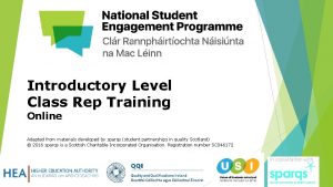 Introductory Level Class Rep Training Online Adapted from