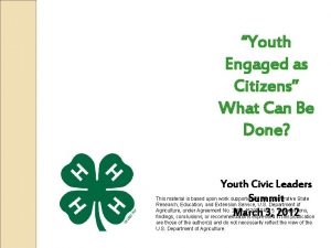 Youth Engaged as Citizens What Can Be Done