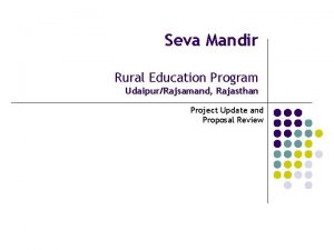 Seva Mandir Rural Education Program UdaipurRajsamand Rajasthan Project