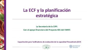 La ECF y la planificacin estratgica La Secretara