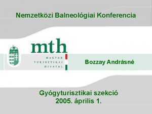 Nemzetkzi Balneolgiai Konferencia Bozzay Andrsn Gygyturisztikai szekci 2005