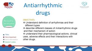 Antiarrhythmic drugs Titles Very important Extra information Doctors