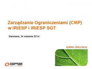 Zarzdzanie Ograniczeniami CMP w IRi ESP i IRi