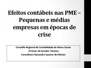 Efeitos contbeis nas PME Pequenas e mdias empresas