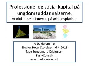 Professionel og social kapital p ungdomsuddannelserne Modul II