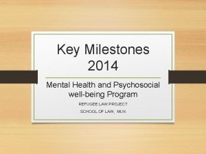 Key Milestones 2014 Mental Health and Psychosocial wellbeing