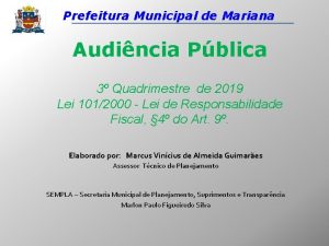 Prefeitura Municipal de Mariana Audincia Pblica 3 Quadrimestre