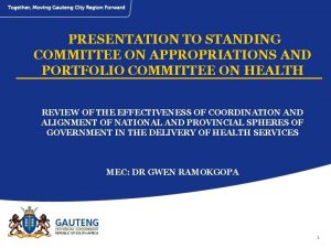 PRESENTATION TO STANDING COMMITTEE ON APPROPRIATIONS AND PORTFOLIO