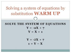 Solving a system of equations by substitution WARM