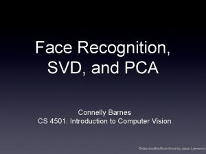 Face Recognition SVD and PCA Connelly Barnes CS