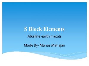 S Block Elements Alkaline earth metals Made By
