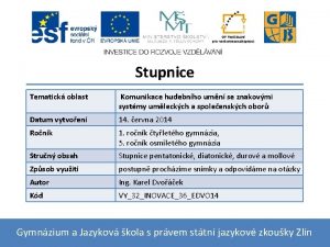 Stupnice Tematick oblast Komunikace hudebnho umn se znakovmi