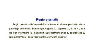 Regio sternalis Regio presternalisin caudalinde kalan ve sternal