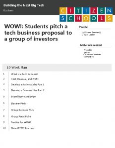 Building the Next Big Tech Business WOW Students