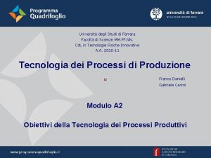 Universit degli Studi di Ferrara Facolt di Scienze