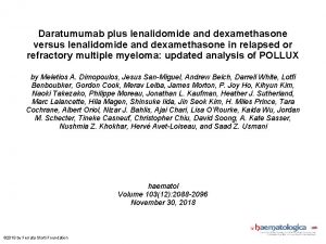 Daratumumab plus lenalidomide and dexamethasone versus lenalidomide and