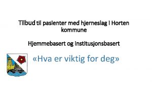 Tilbud til pasienter med hjerneslag i Horten kommune