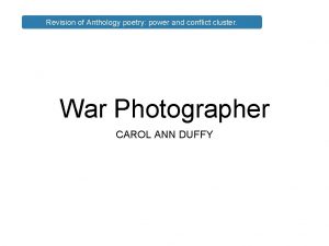 Revision of Anthology poetry power and conflict cluster