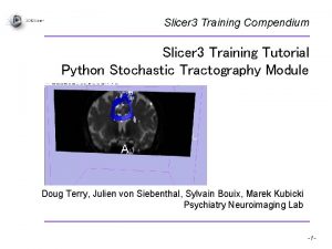 Slicer 3 Training Compendium Slicer 3 Training Tutorial