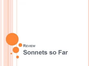 REVIEW Sonnets so Far WHOSO LIST TO HUNT